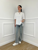 T-shirt Asimmetrica Con Pizzo 2824 Bianco