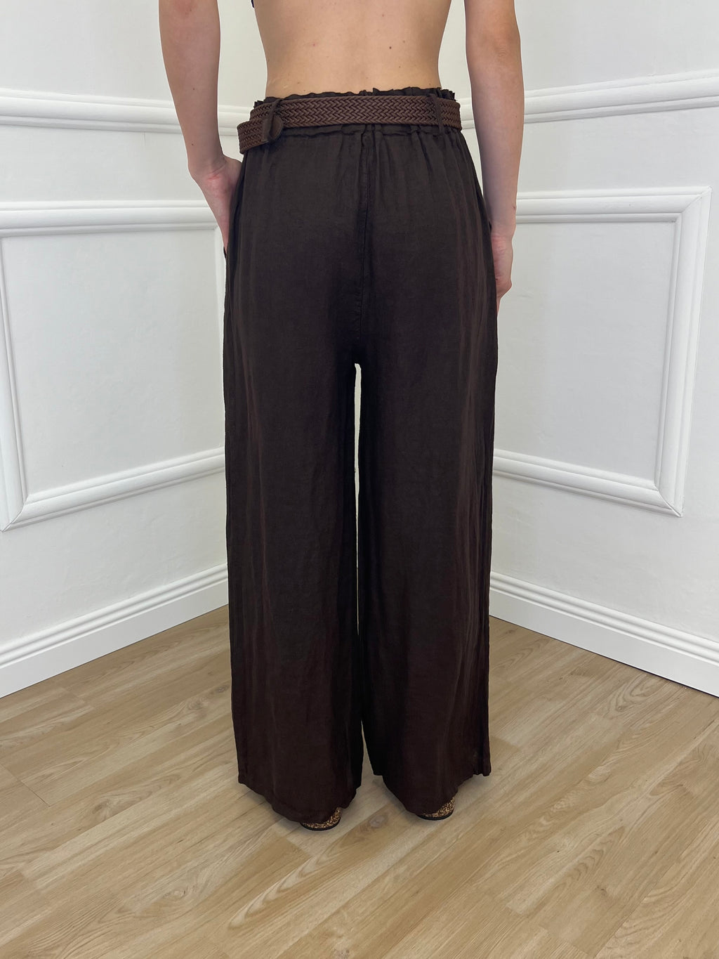 Pantalone Lino Cintura 22525 Moro