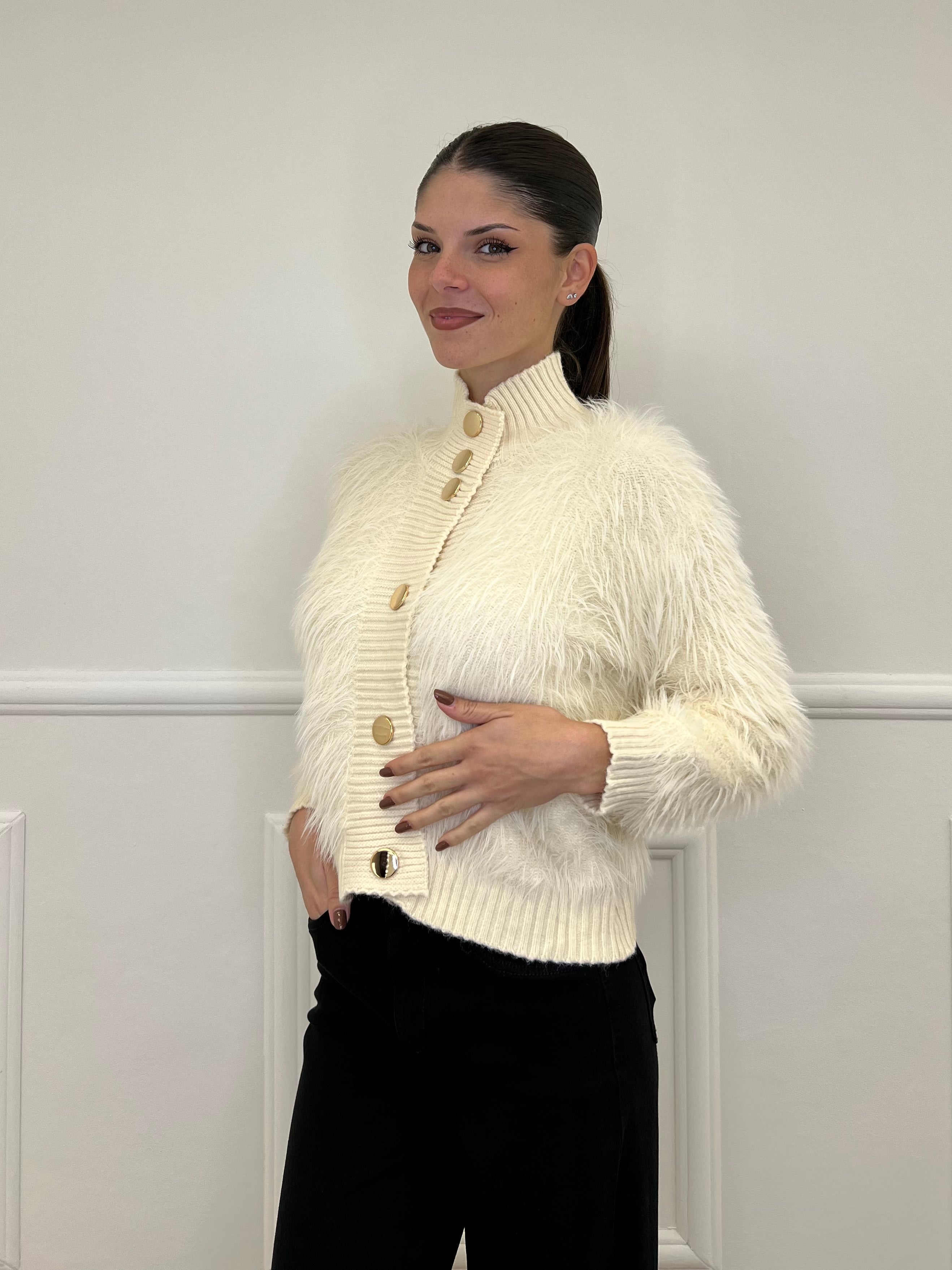 Cardigan Fluffy 3061 Panna