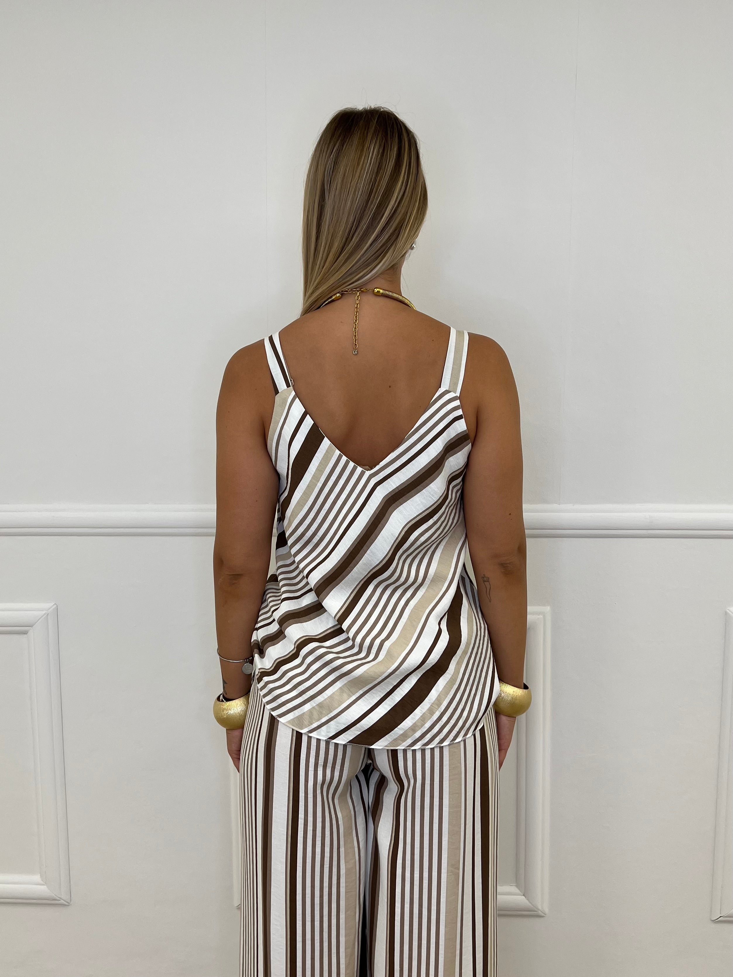 Top In Viscosa a Righe 3661 Camel