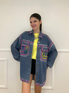 Giacca Camicia in Denim Graffiti K852