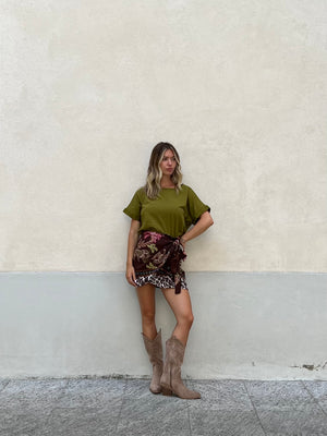 Gonna Pareo Corta Animalier BM196 Marrone