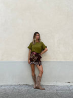 Gonna Pareo Corta Animalier BM196 Marrone