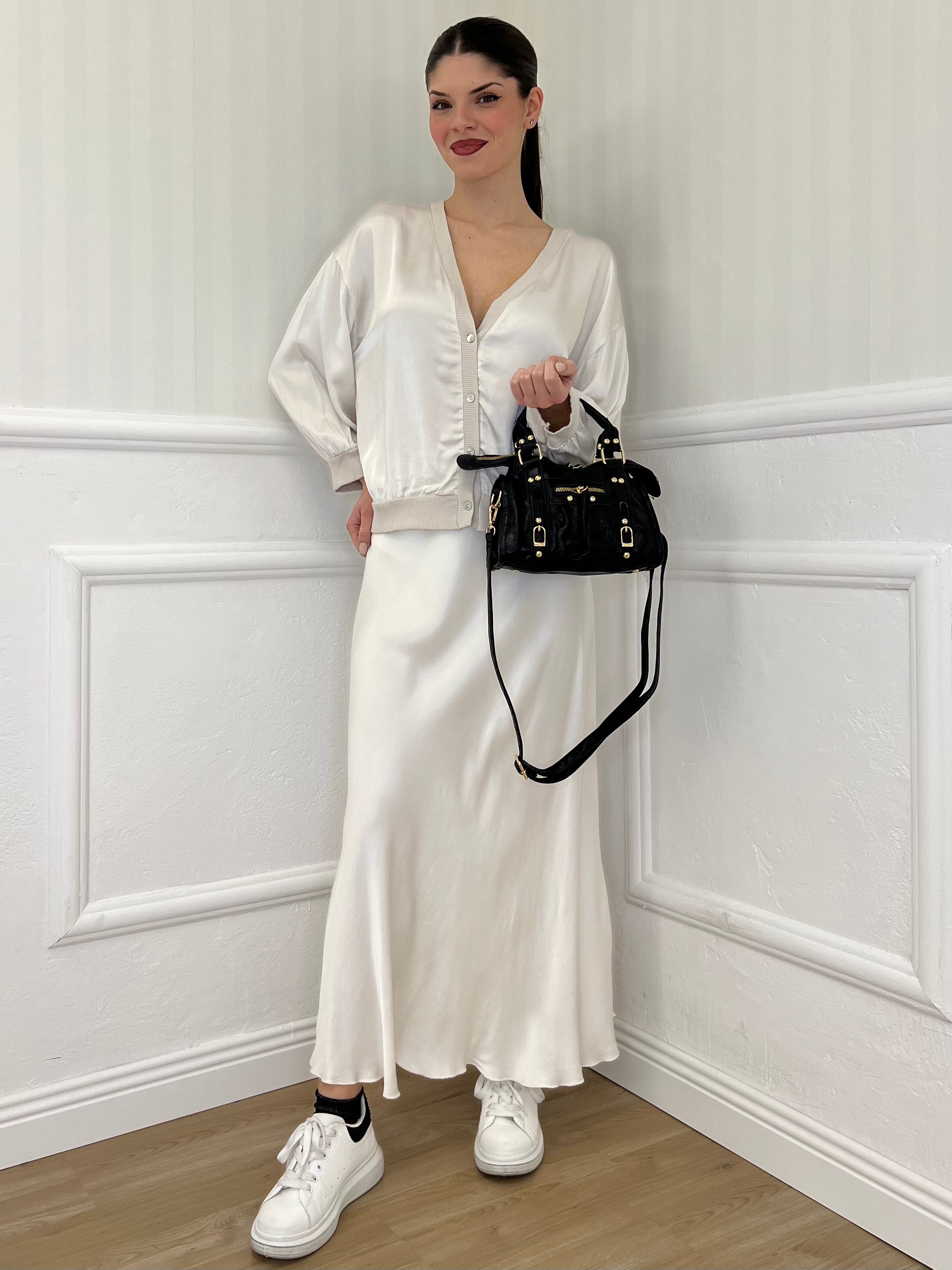 Gonna Lunga Raso 3065 Bianco - Bazar Abbigliamento