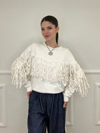 Felpa con Frange 5653-891 Panna