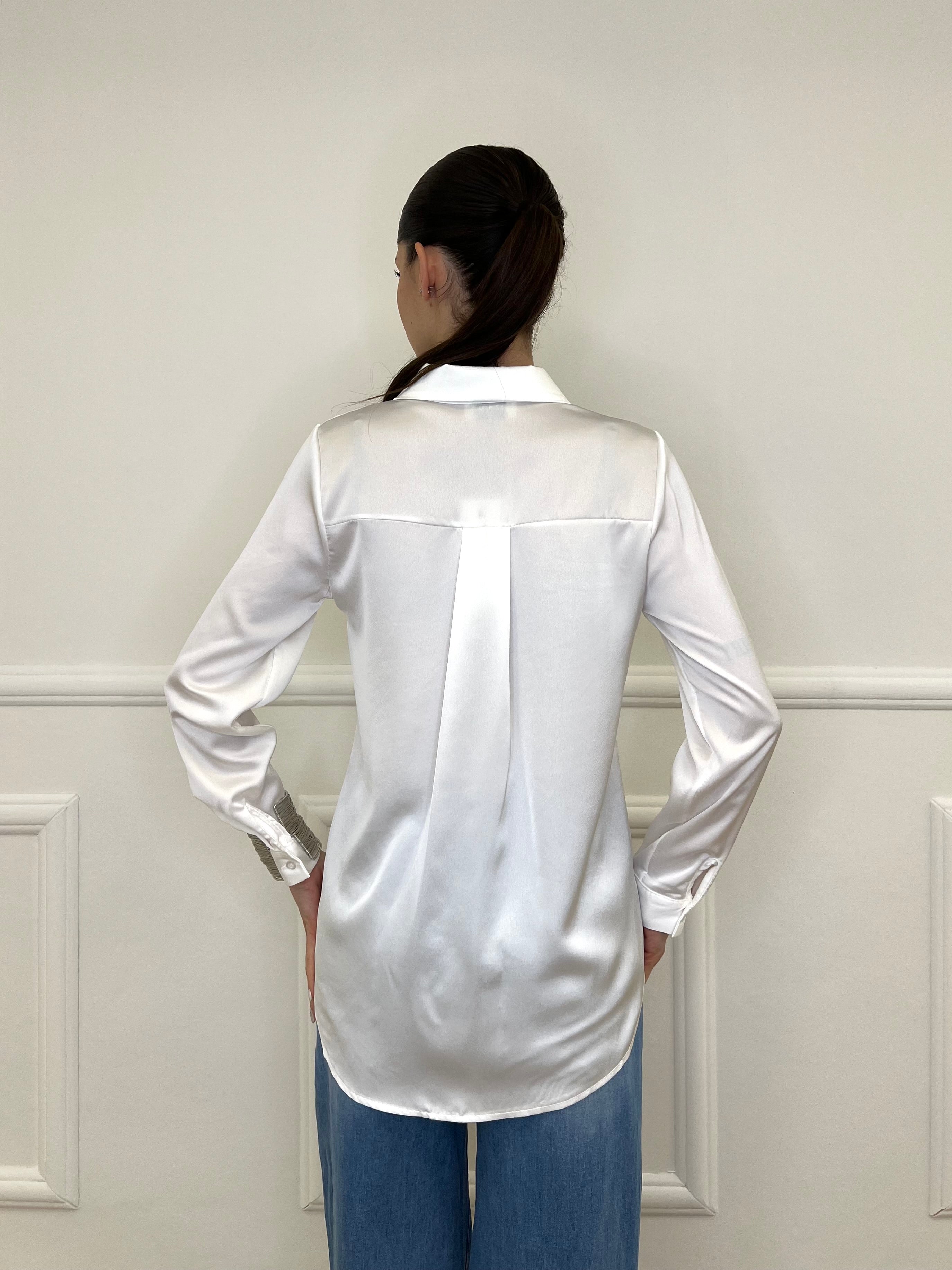 Camicia Basic in Satin 24244 Bianco