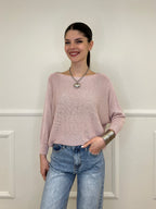 Maglia Lurex Scollo Goccia 645 Rosa