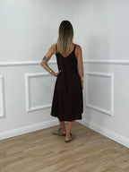 Vestito Corto In Crepe 11181 Marrone