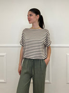 Maglia Barchetta Righe 2628 Verde e Ecru