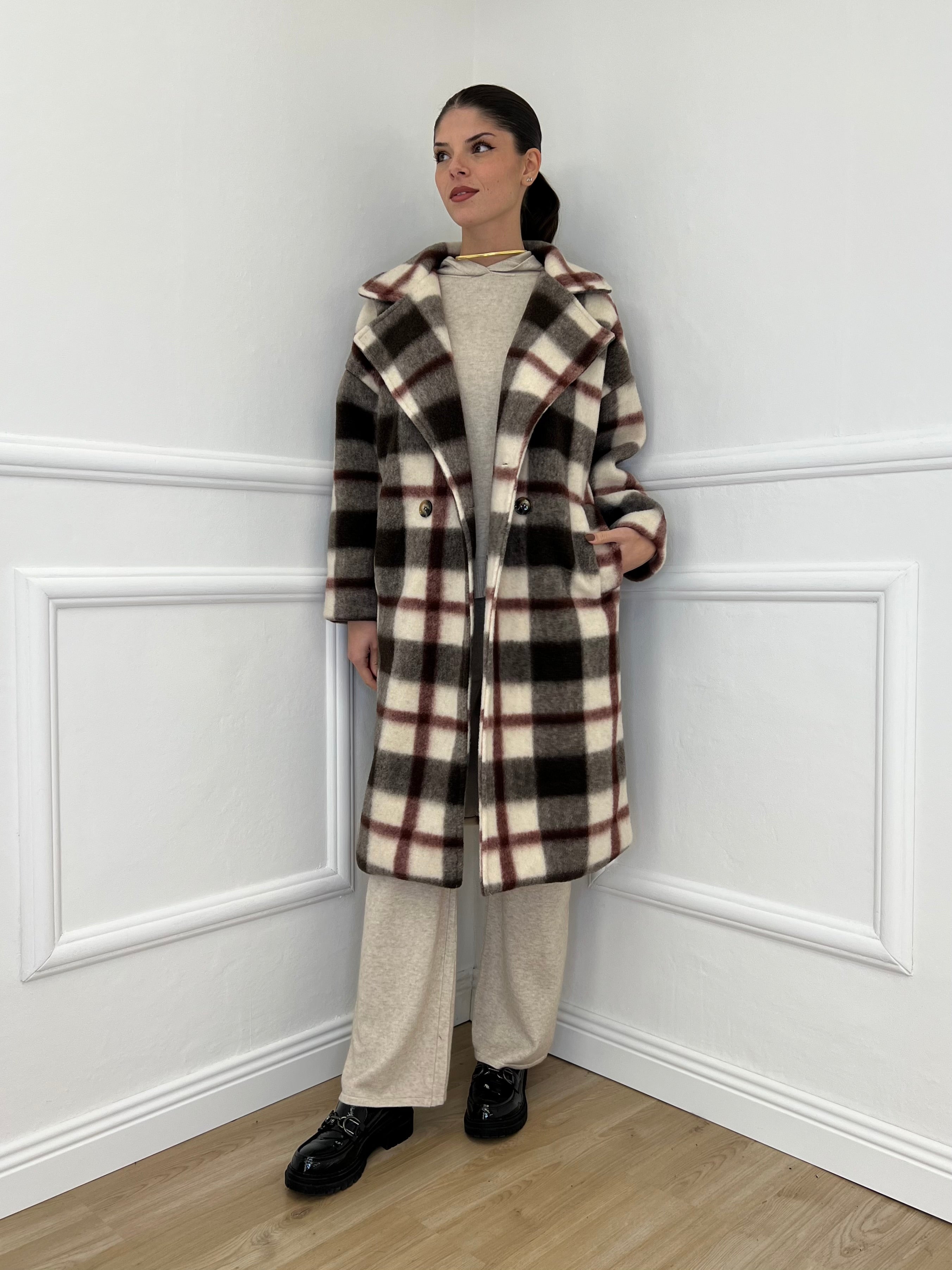 Cappotto Madras Doppiopetto 57080 Burgundy