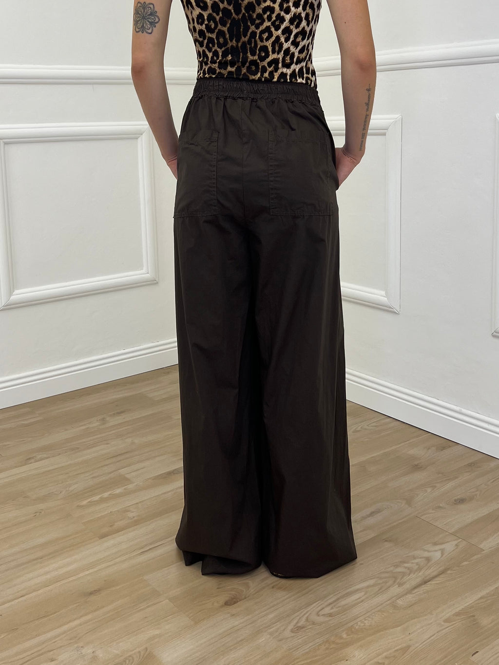 Pantalone a Palazzo Cotone 826121 Marrone