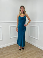 Vestito Satinato Con Scollo Morbido 1502 Ottanio