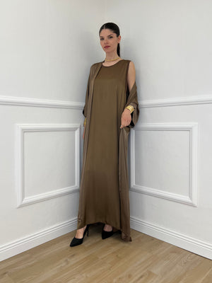 Maxi Cardigan Seta e Viscosa 2603 Marrone