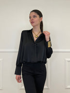 Blusa In Satin Con Spalline 10277 Nero