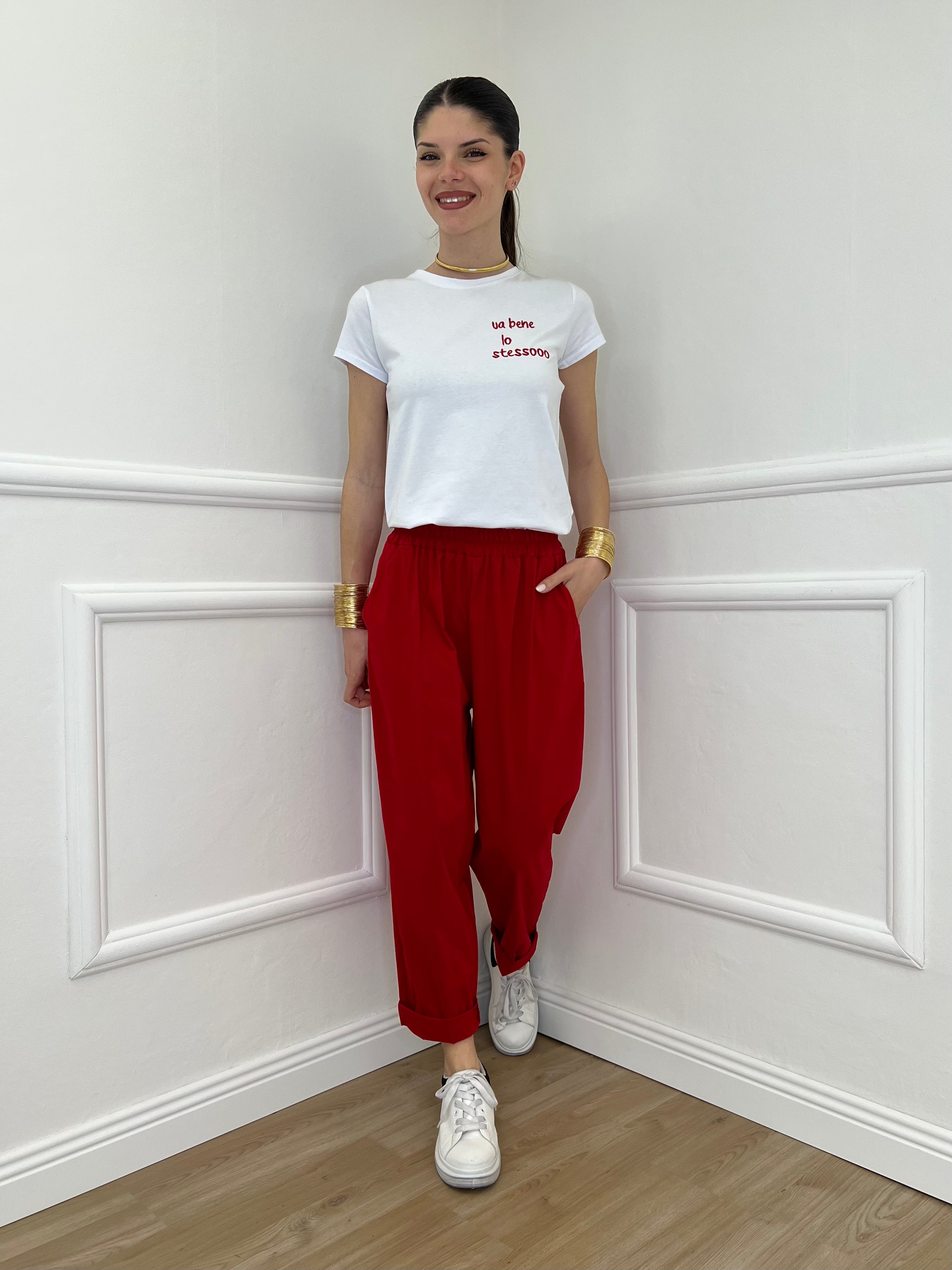 Pantalone Baggy Viscosa 2815 Rosso