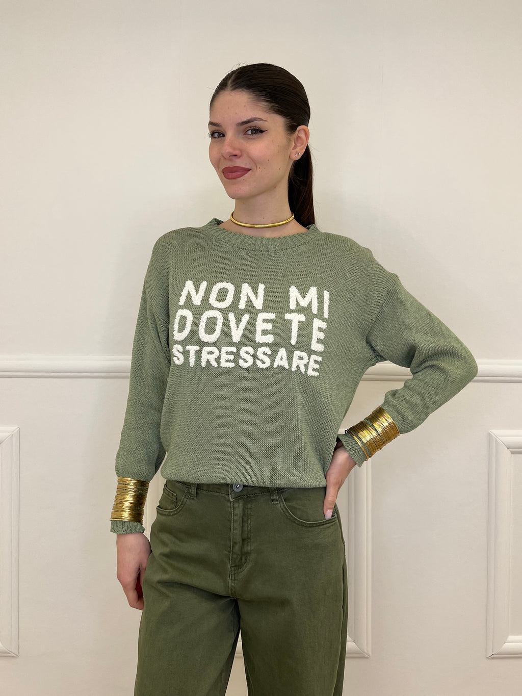 Maglia "Non Mi Dovete Stressare" 3695 Verde Mela