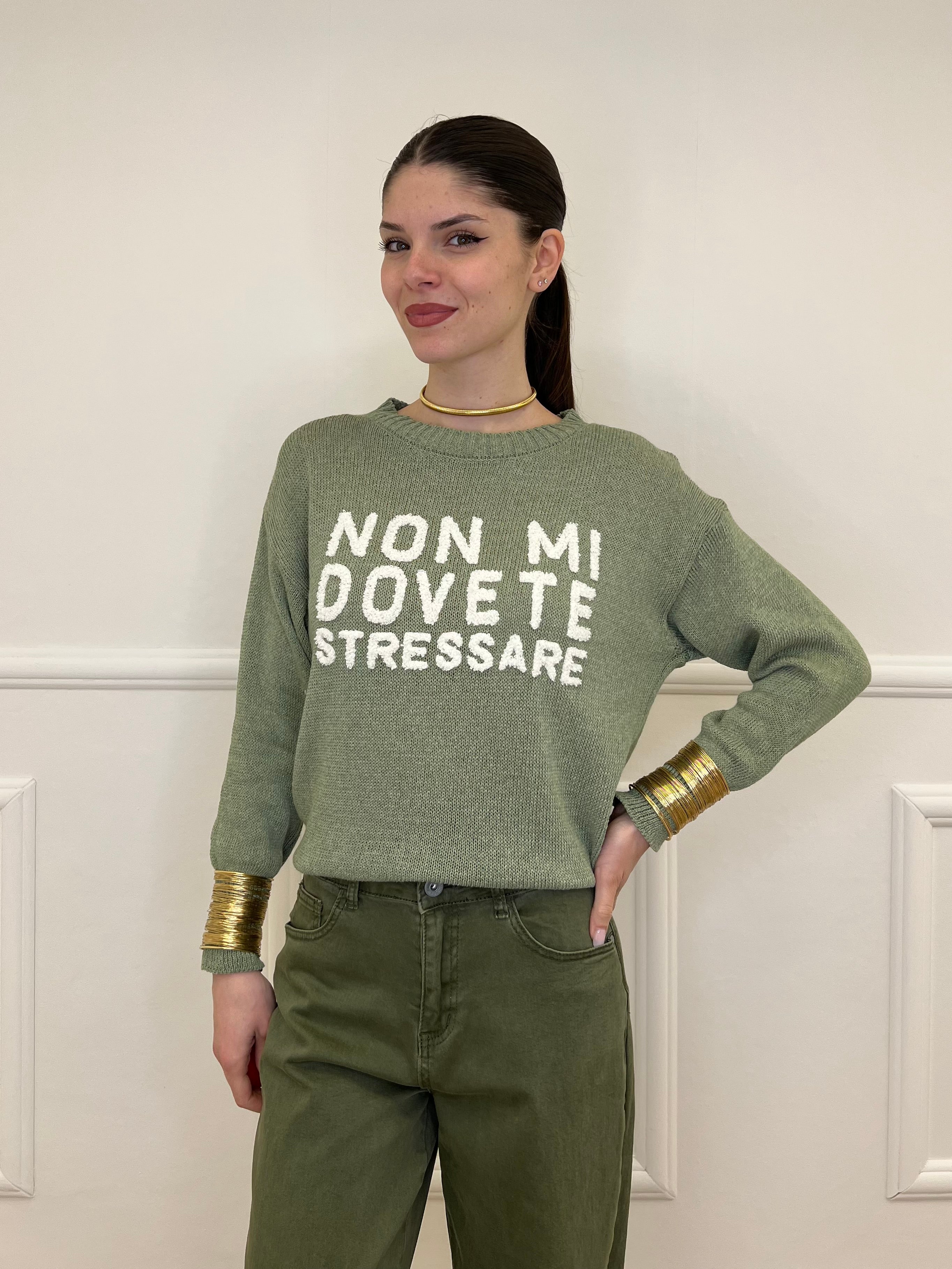 Maglia "Non Mi Dovete Stressare" 3695 Verde Mela