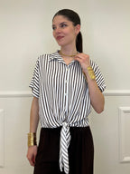 Camicia Righe Nodo Viscosa 2351 Marrone