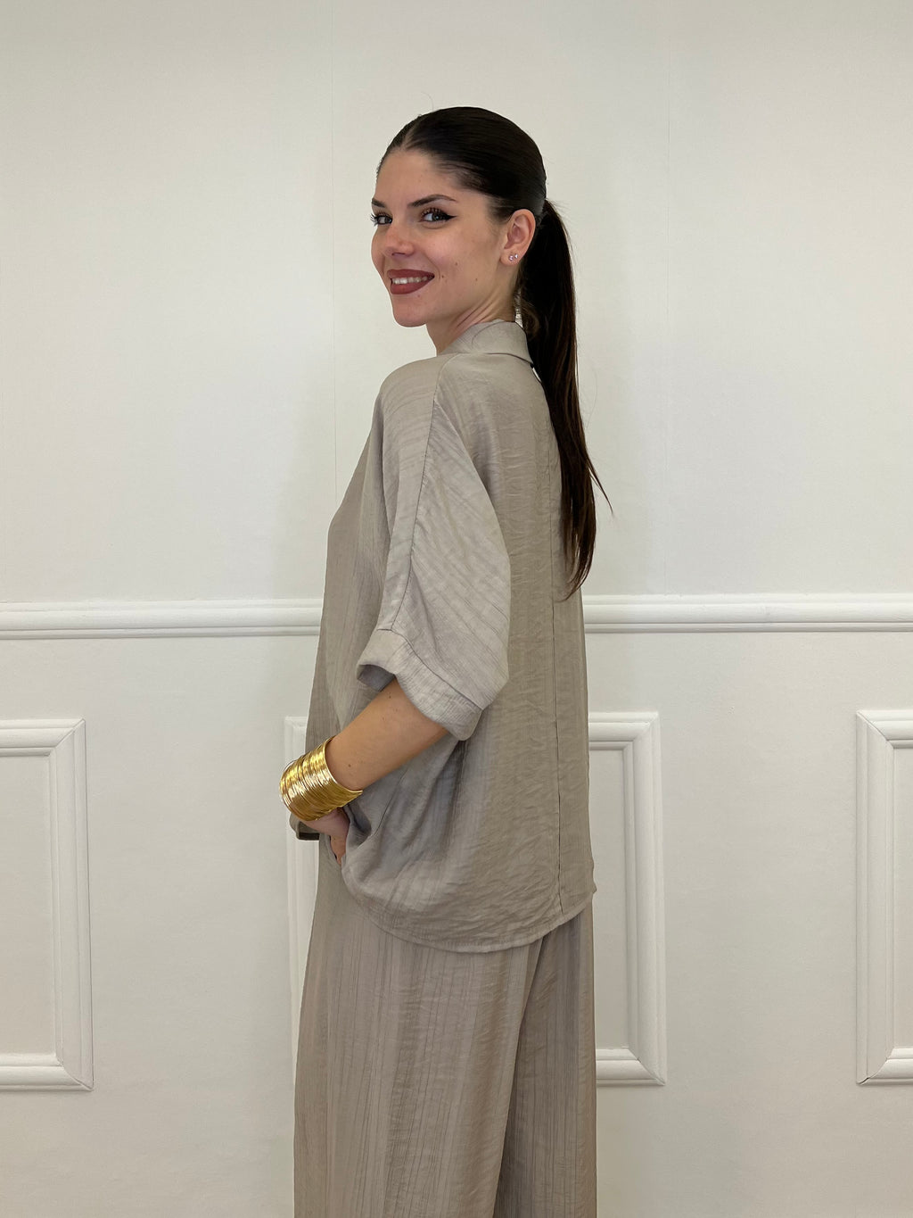 Camicia Fluida Strop 26081 Taupe