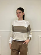 Maglia a Righe Profili 25031 Taupe