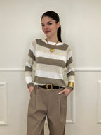 Maglia a Righe 25054 Taupe