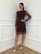Abito Microrete Fantasia 11326 Bordeaux - Bazar Abbigliamento