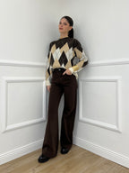 Maglia Over Losanghe L8075 Moro