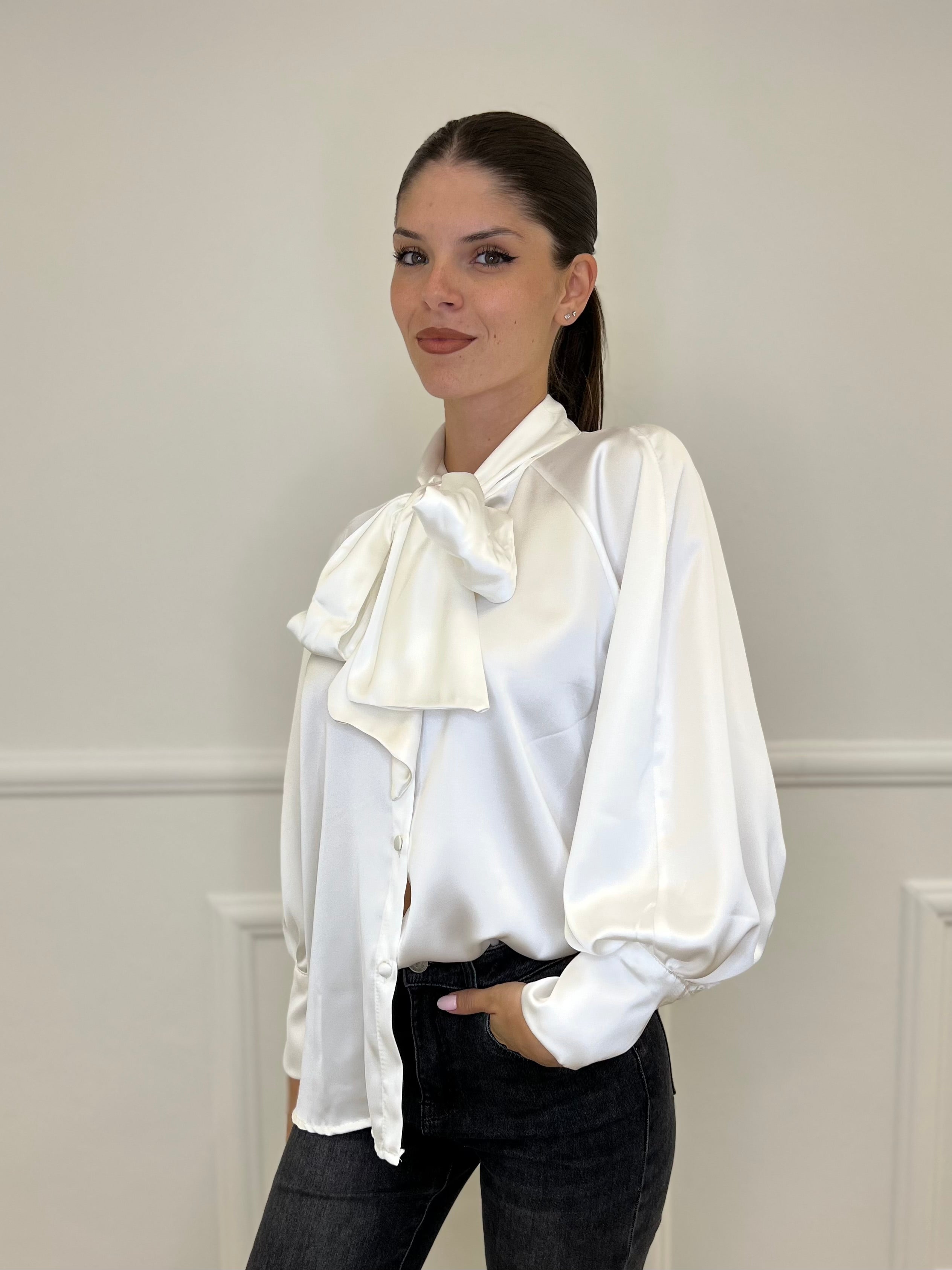 Camicia Satin Fiocco 4218 Bianco - Bazar Abbigliamento