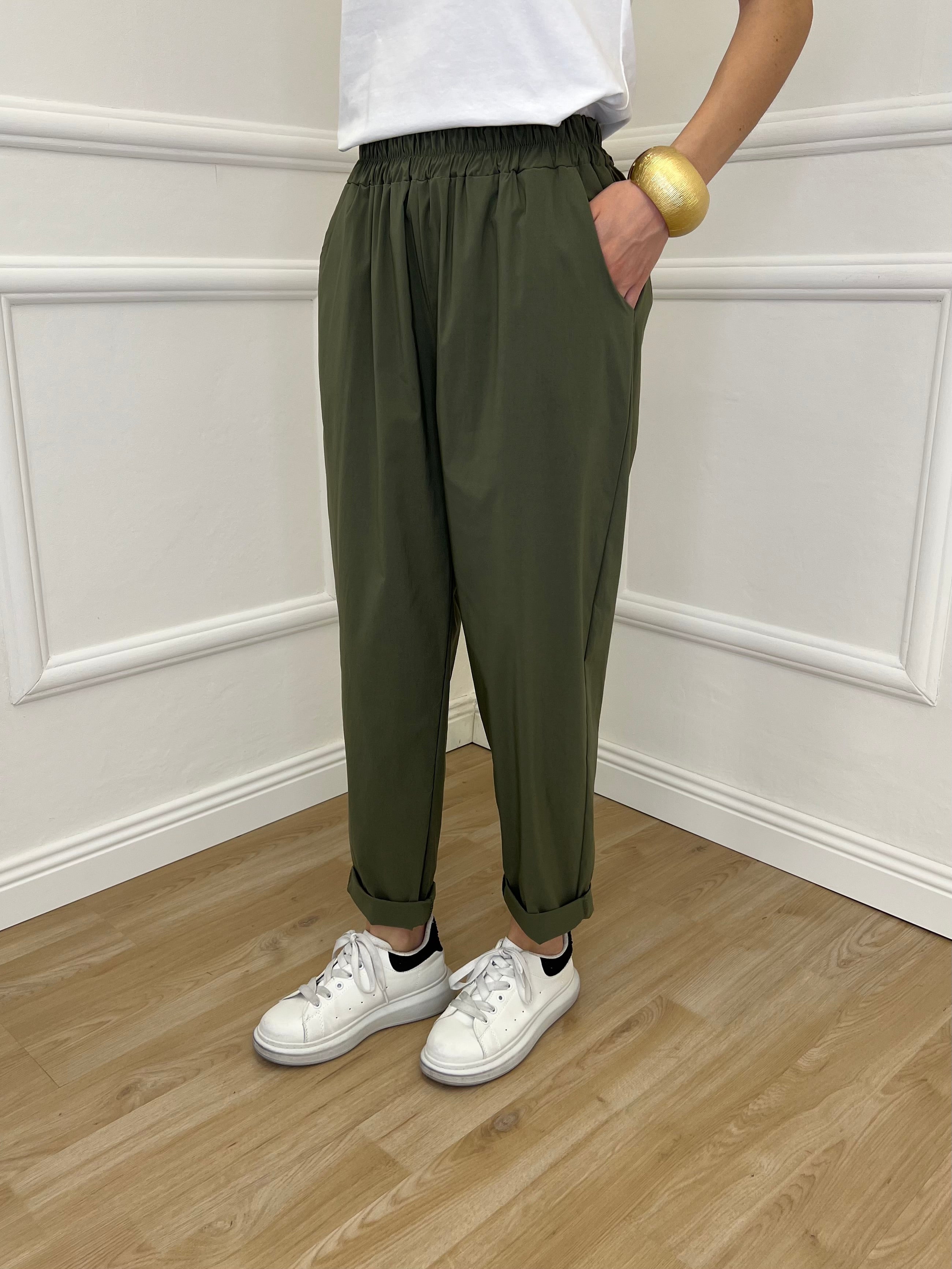 Pantalone Baggy Viscosa 2815 Verde Militare