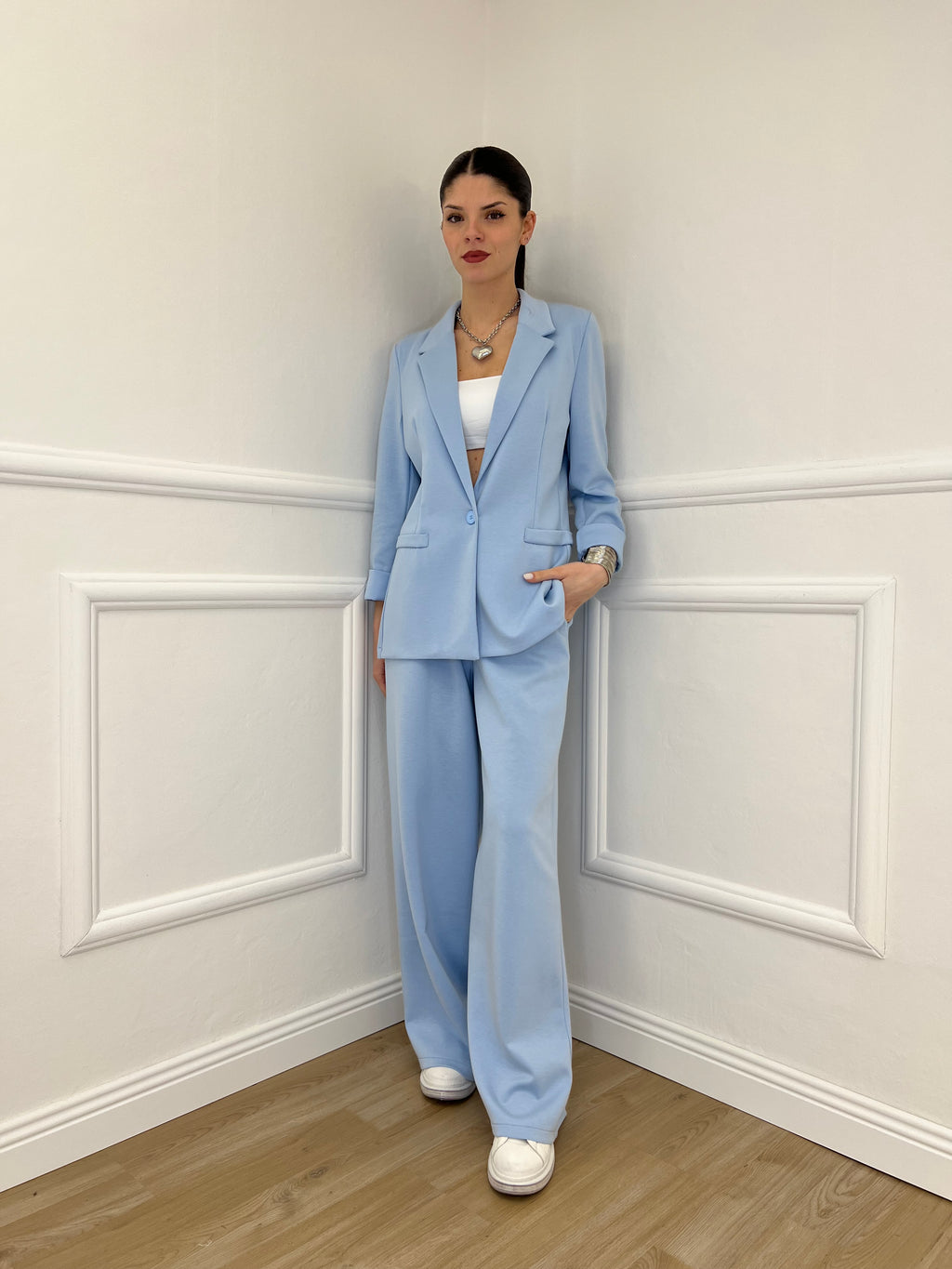 Blazer in Viscosa 27435 Azzurro