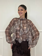 Madras Jabot Shirt L5327 Ecru