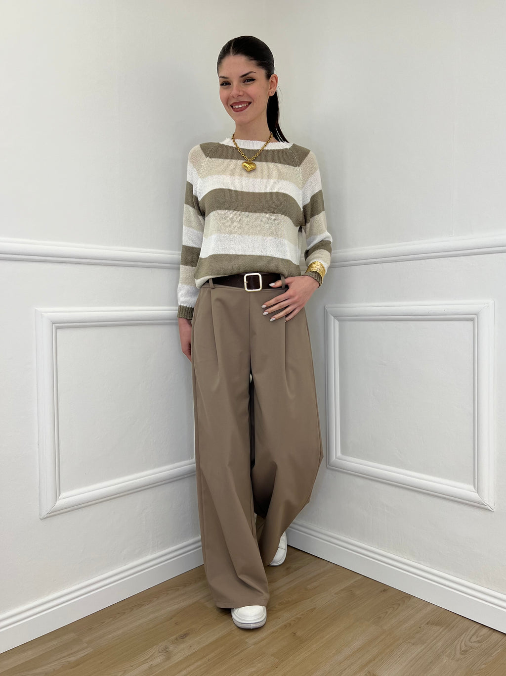 Maglia a Righe 25054 Taupe