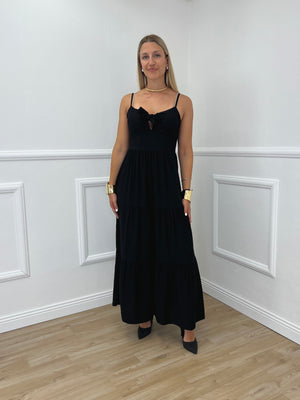 Abito Crepe Fiocco 0567 Nero