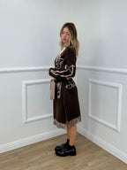 Cardigan Jacquard Jungle 90059 Marrone