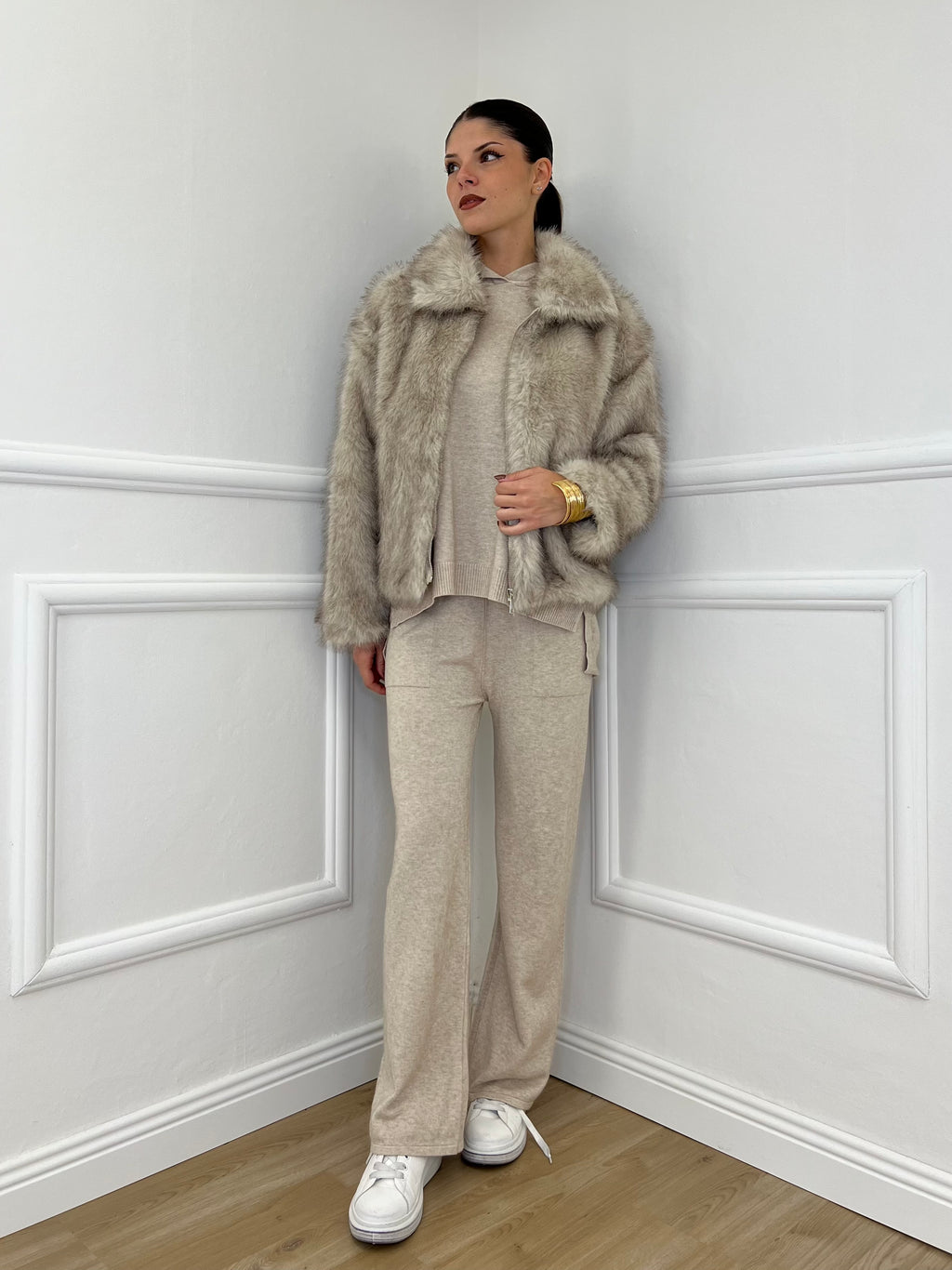 Pelliccia Zip C058 Ecru