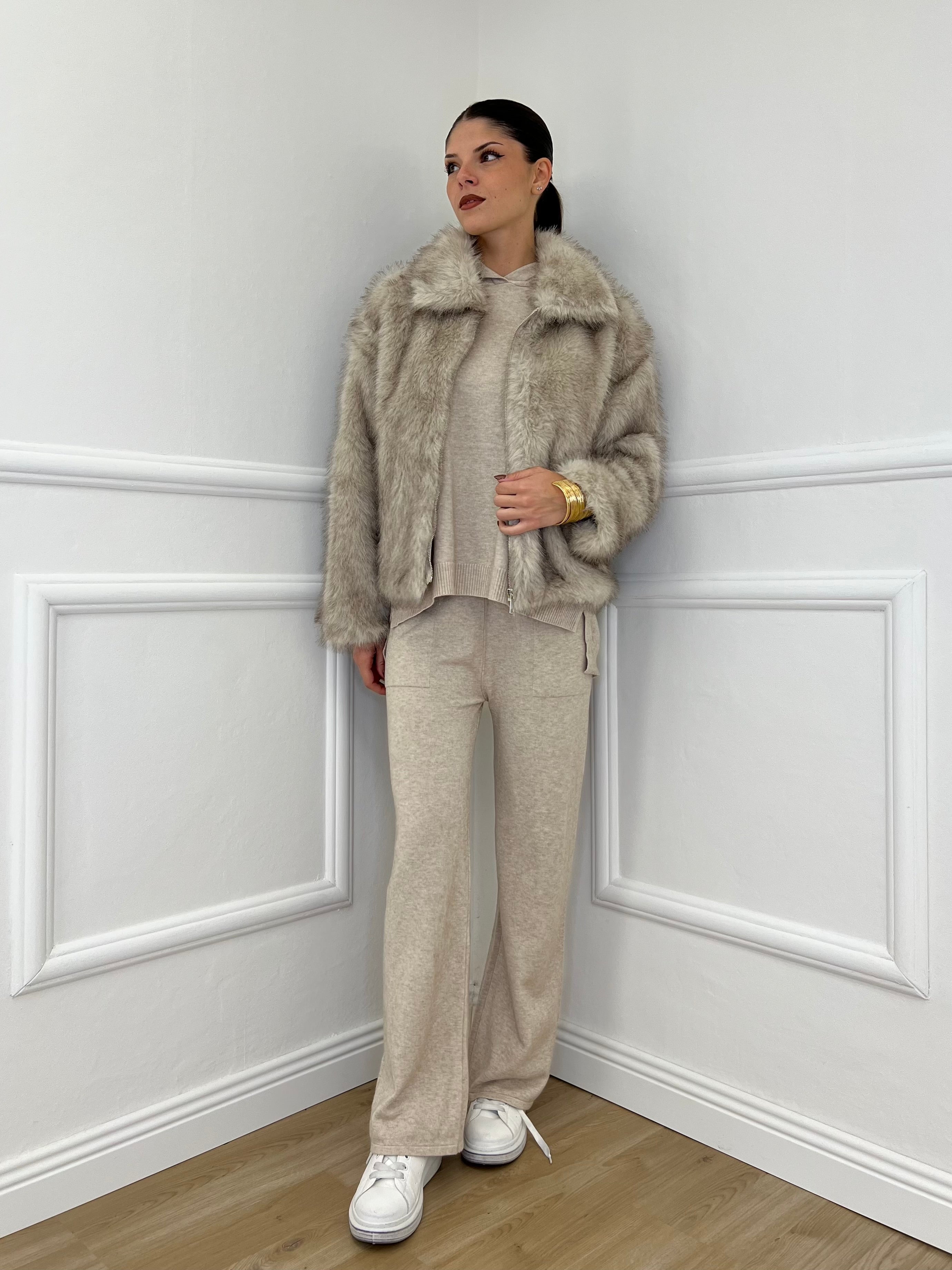 Pelliccia Zip C058 Ecru