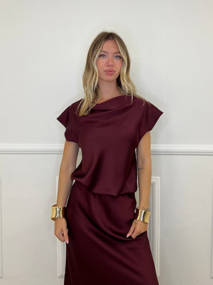Blusa Satin Scollo Morbido 2548 Burgundy