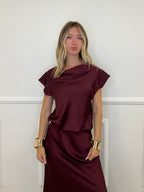 Blusa Satin Scollo Morbido 2548 Burgundy