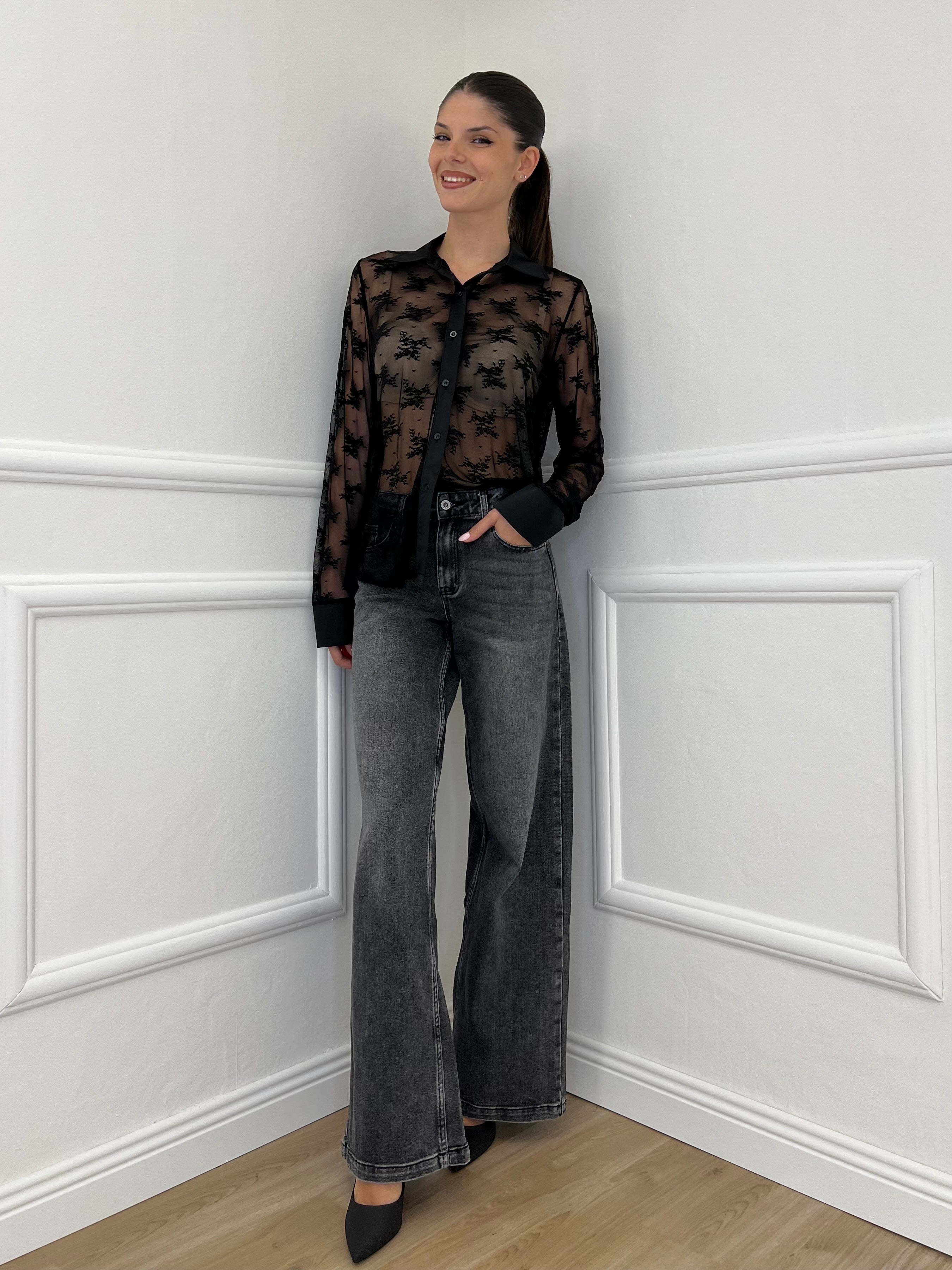 Jeans Palazzo L978 Grigio - Bazar Abbigliamento