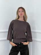 Maglia Maniche a Palloncino 9555 Marrone