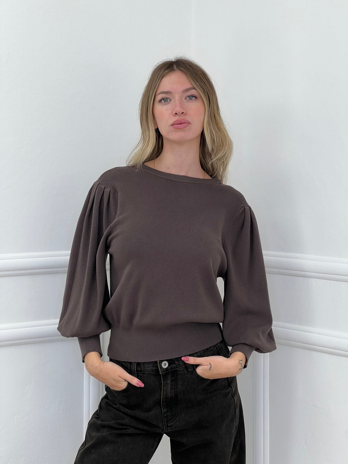 Maglia Maniche a Palloncino 9555 Marrone