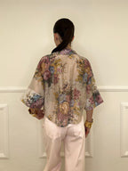 Camicia Tencel Crop Fiori 4099 Rosa