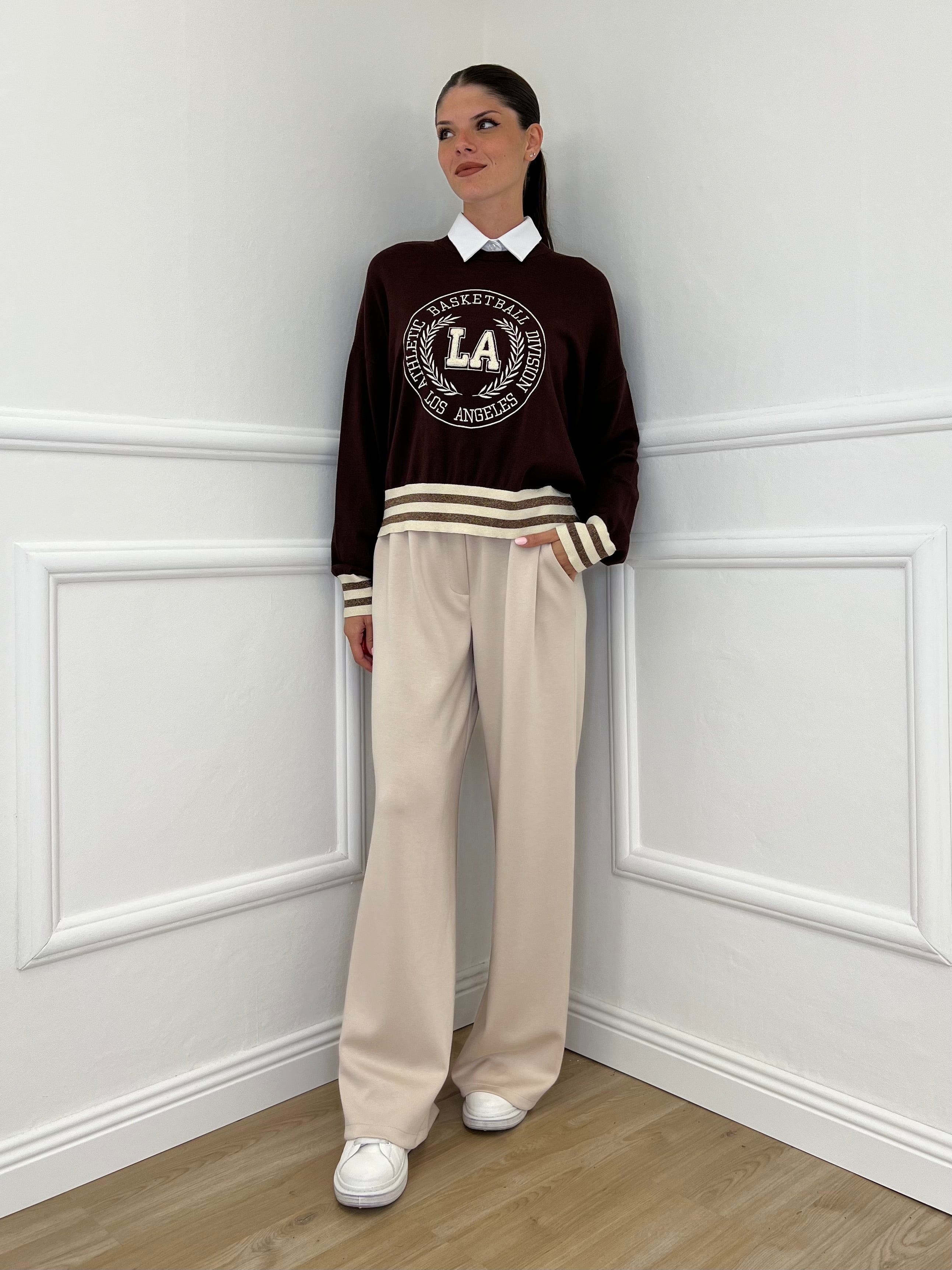 Maglia College Scatoletta BJ45 Caffè - Bazar Abbigliamento