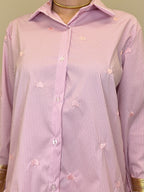 Camicia a Righe Cuori Ricamati 121255 Rosa
