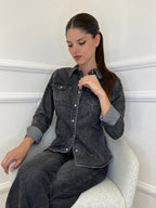 Camicia Denim YF3336 Grigio - Bazar Abbigliamento