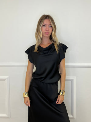 Blusa Satin Scollo Morbido 2548 Nero