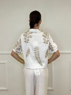 Camicia Nodo Ricami Lurex 18107 Bianco
