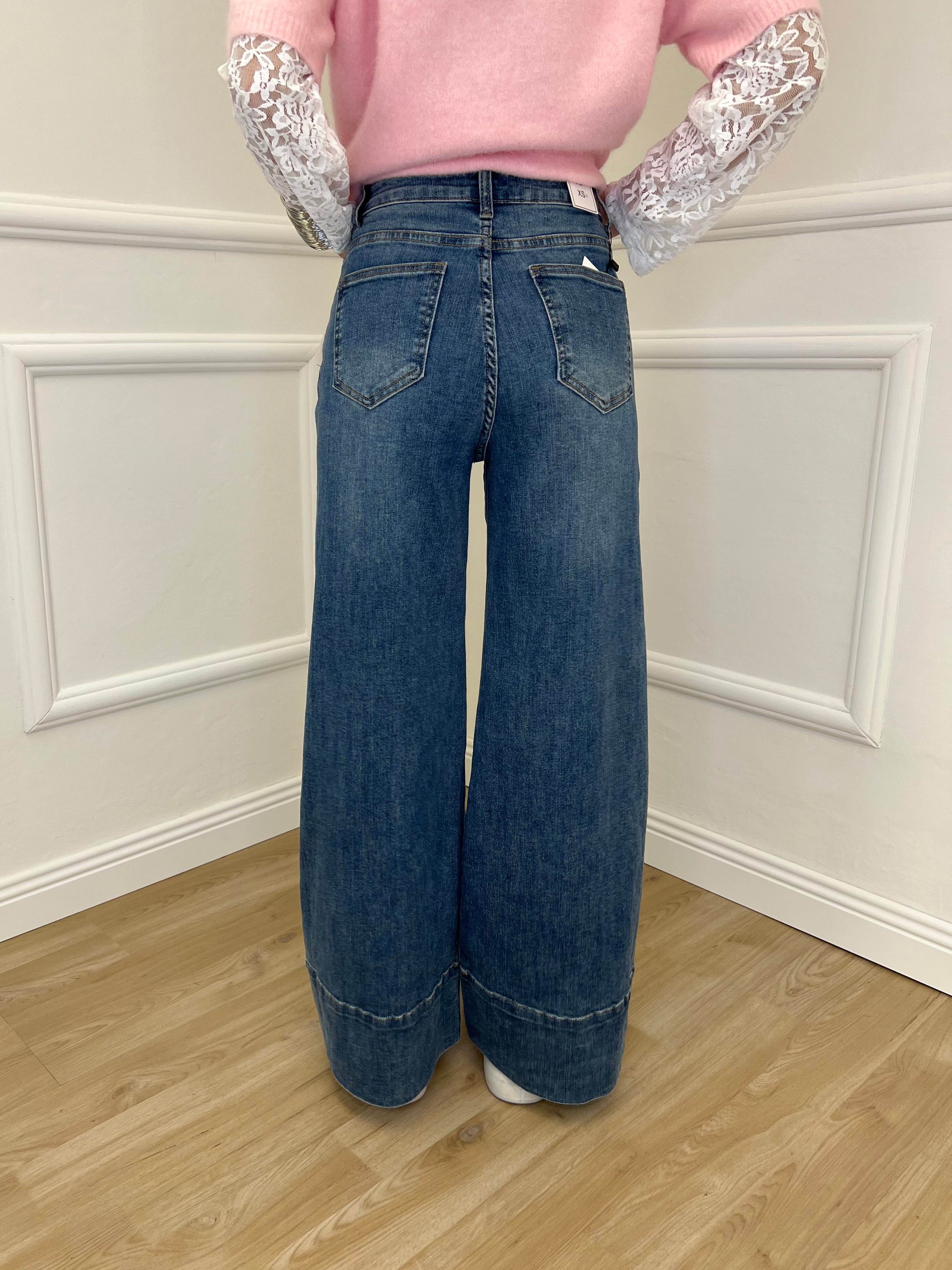Jeans Wide Leg Orlo JK2001 Azzurro