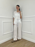 Pantalone Lino Coulisse 23216 Bianco
