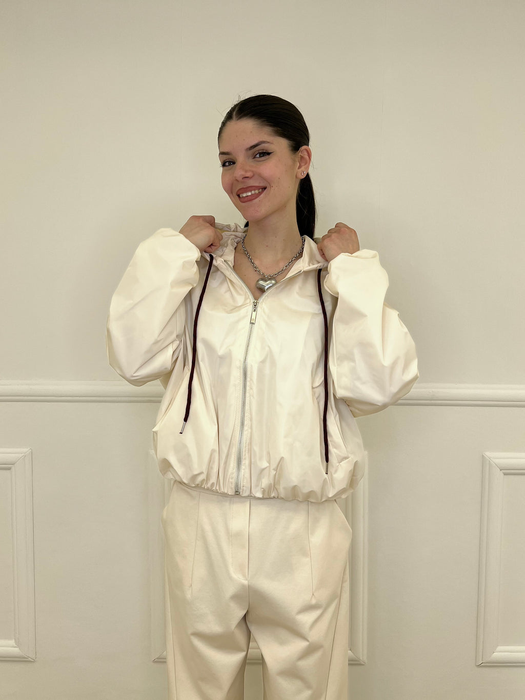 Giubbino Taffetà Cappuccio 5029 Panna